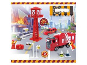 Tűzoltósági játékszett őrtoronnyal, tűzoltó autókkal és kiegészítőkkel