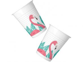Flamingós műanyag pohár 200ml 8db