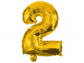 Számos fólia lufi arany színben  2-es szám 32cm