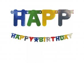 Happy Birthday fűzér  metál színekben