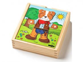 Öltöztethető kutyus fa puzzle 18db-os - Woodyland