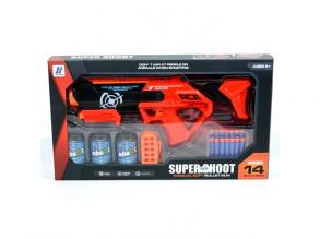 Super Shoot szivacslövő fegyver tölténnyel és kiegészítőkkel