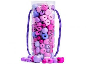 Pink fa gyöngyszett tégelyben