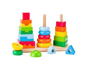 Montessori fa toronyépítő játékszett - Woodyland