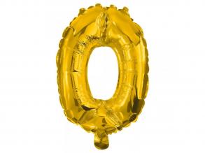 Számos fólia lufi arany színben  0-ás szám 86cm