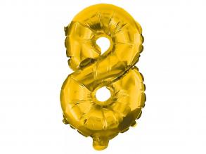 Számos fólia lufi arany színben  8-as szám 86cm