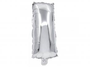 Betű formájú fólia lufi ezüst színben  I betű 32cm
