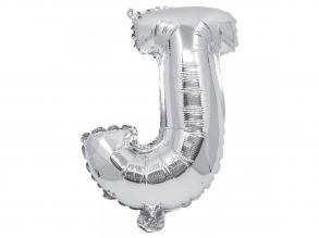 Betű formájú fólia lufi ezüst színben  J betű 32cm