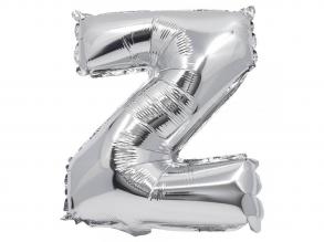 Betű formájú fólia lufi ezüst színben  Z betű 32cm