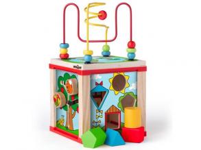 Készségfejlesztő kocka bűvös körökkel - Woodyland