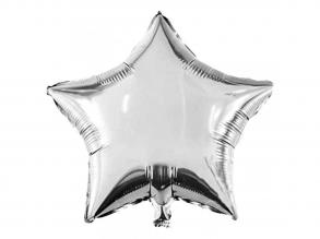 Csillag alakú fólia lufi  ezüst 46cm