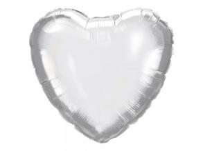 Szív alakú fólia lufi  ezüst 46cm
