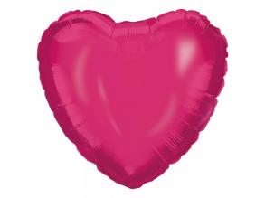 Szív alakú fólia lufi  fukszia 46cm