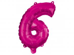 Számos fólia lufi pink színben  6-os szám 96cm