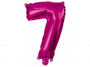 Számos fólia lufi pink színben  7-es szám 96cm
