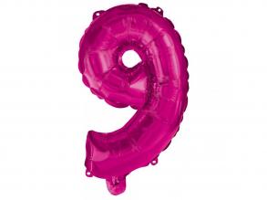 Számos fólia lufi pink színben  9-es szám 96cm