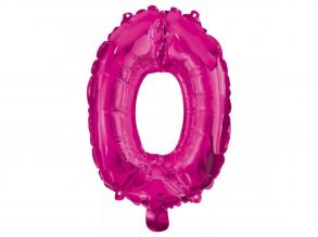 Számos fólia lufi pink színben  0-ás szám 96cm
