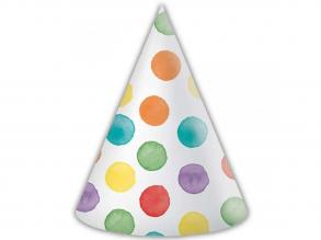 Színes pöttyös party kalap  6db-os szett