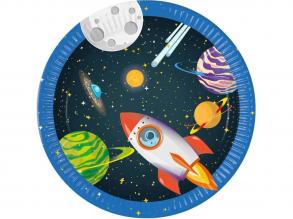 űrkaland papírtányér bolygós és rakétás mintával 8db-os szett