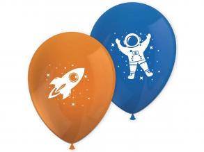 űrkaland narancssárga-kék lufi 8db-os szett