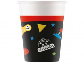 Gamer mintás papírpohár 8db-os szett 200ml