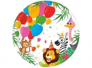 Vidám dzsungel mintás papírtányér 8db-os szett 23cm