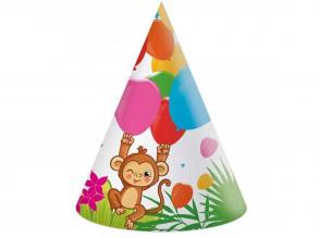 Vidám dzsungel mintás party kalap 6db-os szett