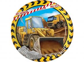 Munkagépes 8db-os papírtányér szett 23cm-es