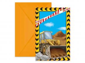 Munkagépes party meghívó 6db-os szett