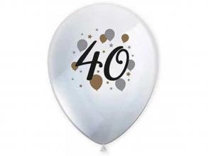 40 év mintás latex lufi 6db-os szett