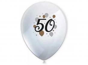 50 év mintás latex lufi 6db-os szett