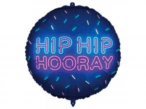 Fólia lufi  HIP HIP HOORAY neon felirattal 46cm