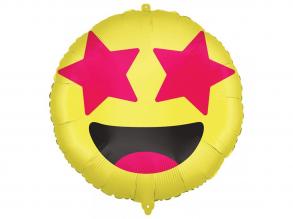 Emoji fólia lufi  Csillagos szemű mosolygós arc 46cm