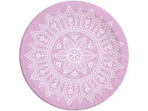 Mandala lila-fehér 8db-os papírtányér szett 23cm-es