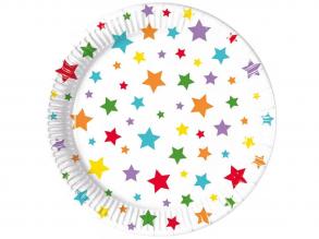 Csillagos 8db-os papírtányér szett 20cm-es