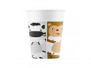 Vidám állatos papírpohár 8db-os szett 200ml