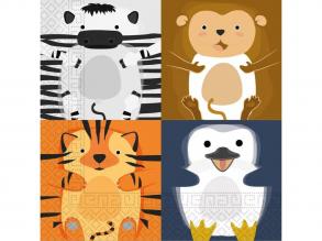 Vidám állatos papírszalvéta szett  2 rétegű, 33x33 cm, 20db