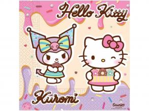 Hello Kitty és Kuromi papírszalvéta szett - 2 rétegű, 33x33cm, 20db