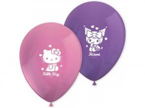 Hello Kitty és Kuromi mintás latex lufi 8 db-os szett