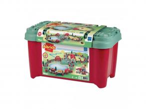 Ecoiffier Abrick  vasúti sínek, pályaudvar és kiegészítők építőkészlet, 140 darabos.