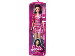 Barbie Fashionistas: Barátnő baba virág mintás rózsaszín ruhában - Mattel