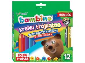 Bambino: Háromszögletű színes ceruza szett hegyezővel 12db