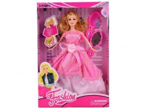 Fashion divatbaba rózsaszín báli ruhában kiegészítőkkel 29cm