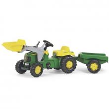 Rolly Kid John Deere pedálos markolós traktor utánfutóval