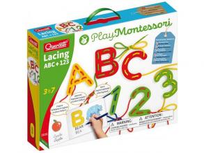 Quercetti: Montessori ABC+123 fűzős fejlesztő játék