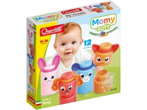 Quercetti: Momy Soft boldog állatok 12 db-os puha építőkocka szett