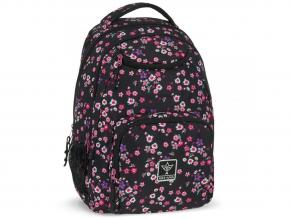 Ars Una: Pearl Blossom Black virágos AU-6 iskolatáska, hátizsák 34x45x26cm