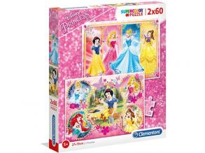 Disney Hercegnők Supercolor 2 az 1-ben puzzle 2x60db-os - Clementoni