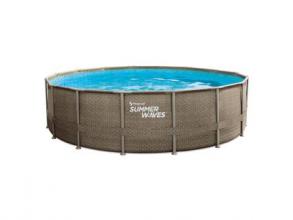 Summer Waves Elite Frame medence 488 x 122 cm, barna rattan fonat, szűrőpumpával