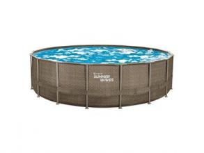 Summer Waves Elite Frame medence szett, 549 x 132 cm, barna rattan fonat, szűrőpumpával